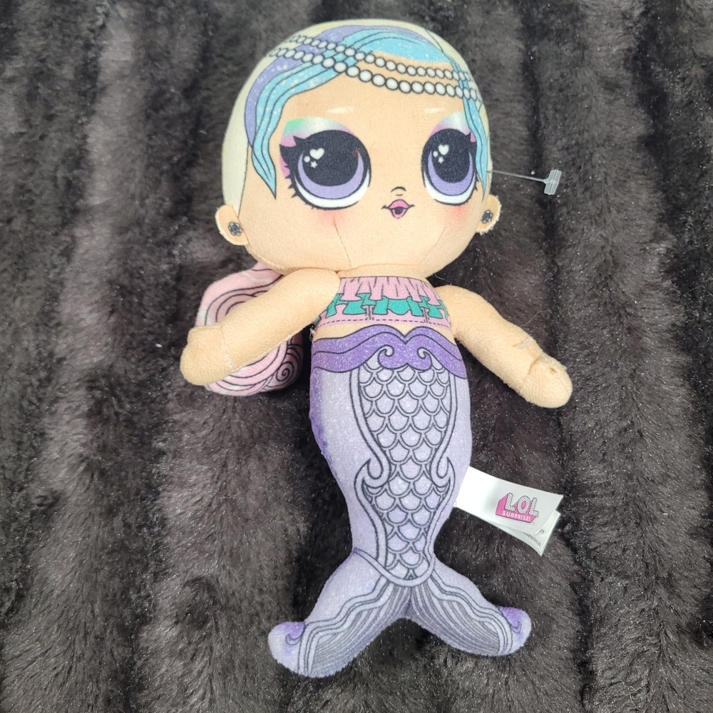 LOL Surprise Mermaid Plush Doll Purple Teal Mermaid Tail Soft Toy 8 Inch